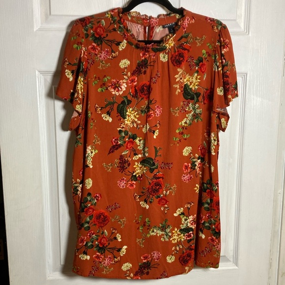 Torrid 1 1X Orange Floral Blouse - Picture 1 of 6